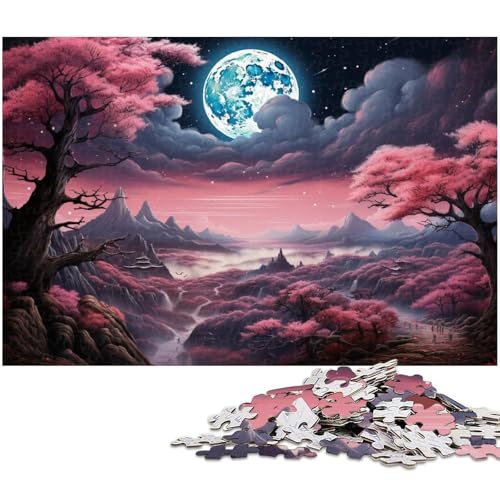 Puzzle für Erwachsene 1000 Teile EIN wunderschönes rosa Waldgemälde Papierpuzzle – Lernspielzeug Familienspiele 1000 Teile (38 x 26 cm) von zouxangzz