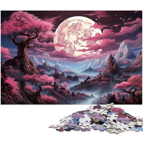 Puzzle für Erwachsene 1000 Teile EIN wunderschönes rosa Waldgemälde Papierpuzzle – Lernspielzeug Familienspiele 1000 Teile (38 x 26 cm) von zouxangzz