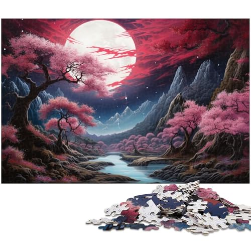 Puzzle für Erwachsene 1000 Teile EIN wunderschönes rosa Waldgemälde Puzzle für Erwachsene Holzspiele für die ganze Familie Weihnachts und Geburtstagsgeschenke 1000 Teile (75 x 50 cm) von zouxangzz