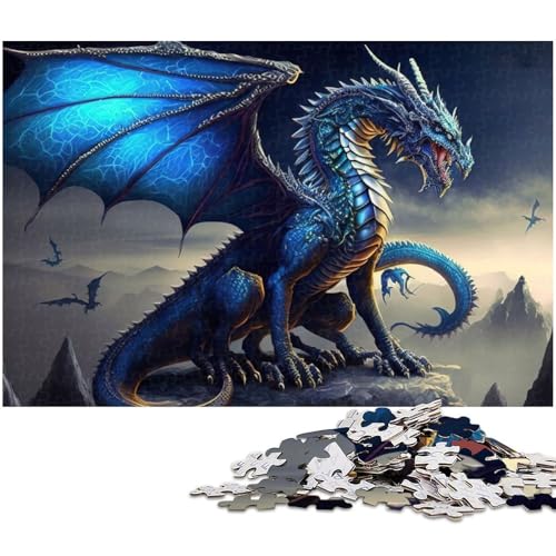 Puzzle für Erwachsene 1000 Teile Eisdrachen Puzzles für Holzpuzzles pädagogisches Spielzeug zum Stressabbau (Größe 75 x 50 cm) von zouxangzz