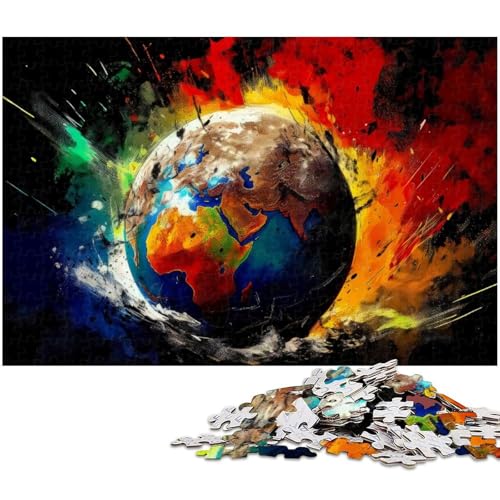Puzzle für Erwachsene 1000 Teile Erde Frafgile Tellus Puzzle für Erwachsene Holzpuzzle tolle Geschenke zu Weihnachten (Größe 75 x 50 cm) von zouxangzz