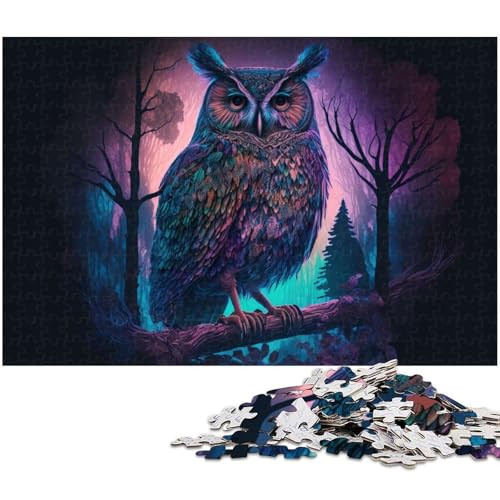 Puzzle für Erwachsene 1000 Teile Eulennacht Heimdekoration Puzzle (Größe 75 x 50 cm) von zouxangzz