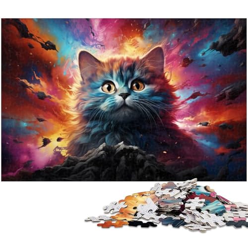 Puzzle für Erwachsene 1000 Teile Fantasie Bunte Katzenzeichnung Puzzles für Erwachsene und Kinder Holzpuzzle Lernspielzeug 1000 Teile (75 x 50 cm) von zouxangzz