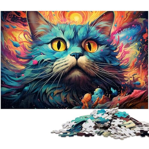 Puzzle für Erwachsene 1000 Teile Fantasie Bunte Kunst Katzen Puzzles für Holzpuzzles pädagogisches Spielzeug zum Stressabbau 1000 Teile (75 x 50 cm) von zouxangzz