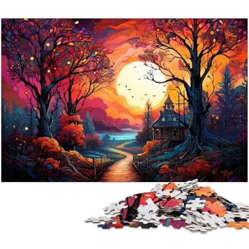 Puzzle für Erwachsene 1000 Teile Fantasie Bunte Landschaft Puzzles für Erwachsene und Kinder Holzpuzzle Lernspielzeug 1000 Teile (75 x 50 cm) von zouxangzz