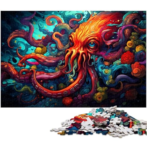 Puzzle für Erwachsene 1000 Teile Fantasie Bunte Oktopus Puzzles für Holzpuzzles pädagogisches Spielzeug zum Stressabbau 1000 Teile (75 x 50 cm) von zouxangzz