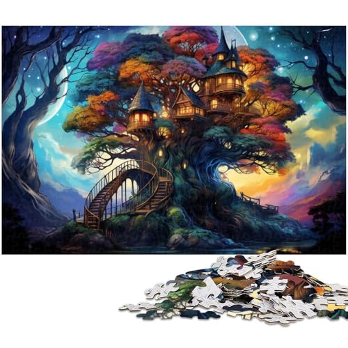 Puzzle für Erwachsene 1000 Teile Fantasie Farb Baumhaus Puzzle für Erwachsene Holzpuzzle Heimdekoration 1000 Teile (75 x 50 cm) von zouxangzz
