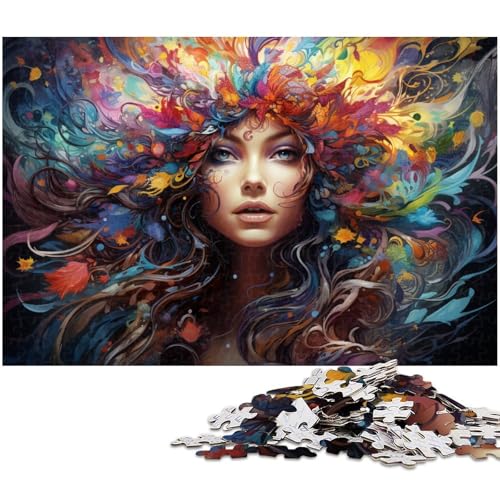 Puzzle für Erwachsene 1000 Teile Fantasie Farben Mädchen Puzzle für Erwachsene Holzpuzzle Heimdekoration 1000 Teile (75 x 50 cm) von zouxangzz
