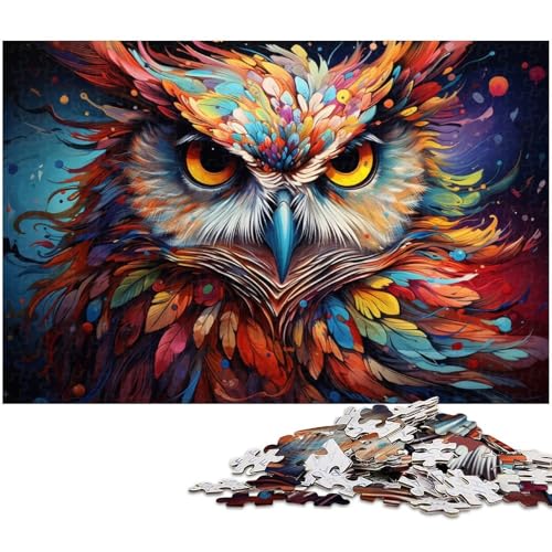 Puzzle für Erwachsene 1000 Teile Fantasie Farbkunst Eulen Puzzle für Erwachsene Holzpuzzle tolle Geschenke zu Weihnachten 1000 Teile (75 x 50 cm) von zouxangzz