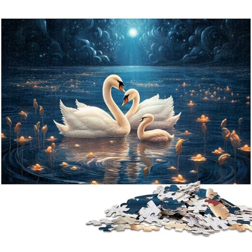 Puzzle für Erwachsene 1000 Teile Fantasie Puzzle mit weißem Schwan Holzpuzzle Heimdekoration (Größe 75 x 50 cm) von zouxangzz
