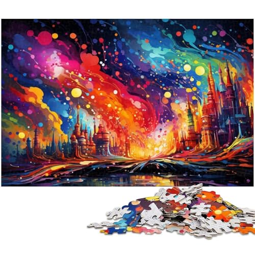 Puzzle für Erwachsene 1000 Teile Fantasie bunt Sternenhimmel Stadt Puzzle für Erwachsene Papierpuzzle lustiges Geschenk 1000 Teile (38 x 26 cm) von zouxangzz