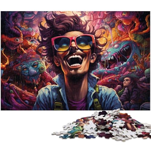 Puzzle für Erwachsene 1000 Teile Fantasie bunter Sonnenbrillenmann Kunstdruckpapier Puzzle – Lernspielzeug Familienspiele 1000 Teile (38 x 26 cm) von zouxangzz