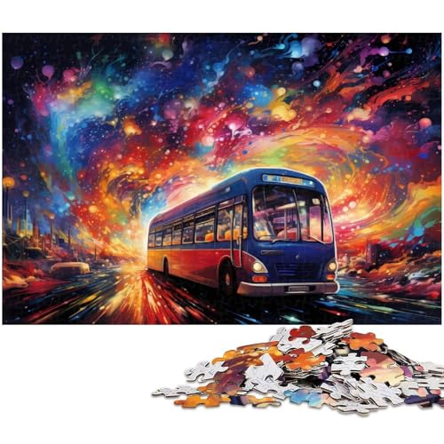 Puzzle für Erwachsene 1000 Teile Fantasie bunter Sternenhimmel Bus Holzpuzzle – Lernspielzeug Familienspiele 1000 Teile (75 x 50 cm) von zouxangzz