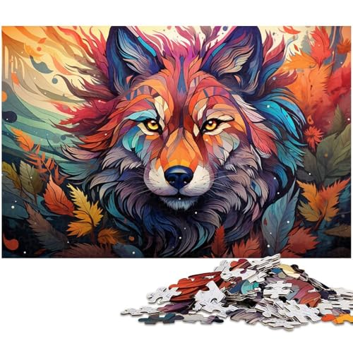 Puzzle für Erwachsene 1000 Teile Fantasie buntes Kunst Wolf Puzzle für Holzpuzzles pädagogisches Spielzeug zum Stressabbau 1000 Teile (75 x 50 cm) von zouxangzz