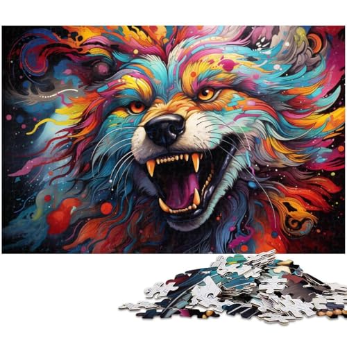 Puzzle für Erwachsene 1000 Teile Fantasie buntes Wolf Puzzle für Erwachsene Holzspiele für die ganze Familie Weihnachts und Geburtstagsgeschenke 1000 Teile (75 x 50 cm) von zouxangzz