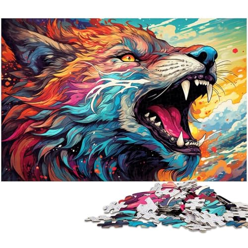 Puzzle für Erwachsene 1000 Teile Fantasie buntes Wolf Puzzle für Erwachsene Holzspiele für die ganze Familie Weihnachts und Geburtstagsgeschenke 1000 Teile (75 x 50 cm) von zouxangzz