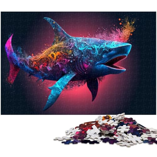 Puzzle für Erwachsene 1000 Teile Fantasy Hai 14 Holzpuzzle Lernspielzeug Familienspiele (Größe 75 x 50 cm) von zouxangzz