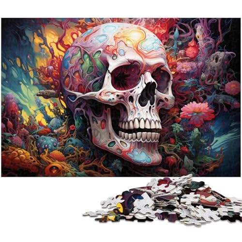 Puzzle für Erwachsene 1000 Teile Fantasy Totenkopf Malpuzzle für Holzpuzzles pädagogisches Spielzeug zum Stressabbau 1000 Teile (75 x 50 cm) von zouxangzz