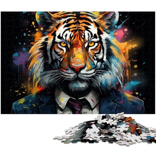 Puzzle für Erwachsene 1000 Teile Farb Fantasie Tiger Puzzle für Erwachsene Holzpuzzle Heimdekoration 1000 Teile (75 x 50 cm) von zouxangzz