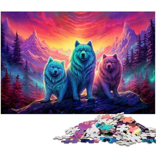 Puzzle für Erwachsene 1000 Teile Farb Samojeden Heimdekoration Puzzle 1000 Teile (75 x 50 cm) von zouxangzz