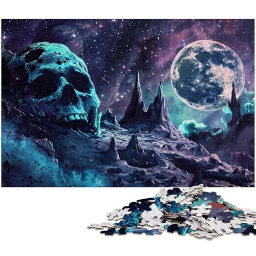 Puzzle für Erwachsene 1000 Teile Farbiger Totenkopf anspruchsvolles Spiel Spielzeug Weihnachtspuzzle Geschenke (Größe 75 x 50 cm) von zouxangzz