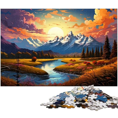 Puzzle für Erwachsene 1000 Teile Farbillustration des Grand Teton Nationalparks Puzzles für Holzpuzzles pädagogisches Spielzeug zum Stressabbau 1000 Teile (75 x 50 cm) von zouxangzz