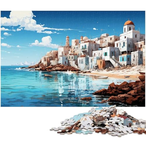 Puzzle für Erwachsene 1000 Teile Farbillustration des Strandes von Muro Spanien Puzzle EIN Kunstwerk für Teenager ab 14 Jahren 1000 Teile (75 x 50 cm) von zouxangzz