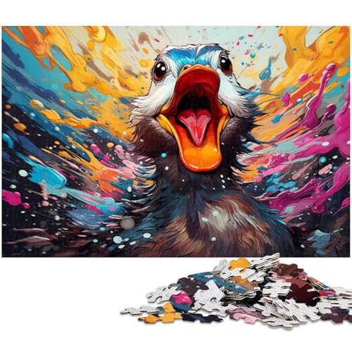 Puzzle für Erwachsene 1000 Teile Farbmalerei Ente Holzpuzzle – Lernspielzeug Familienspiele 1000 Teile (75 x 50 cm) von zouxangzz