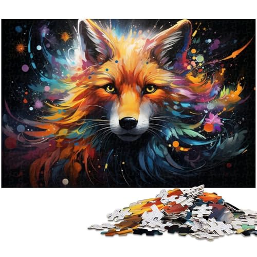Puzzle für Erwachsene 1000 Teile Farbmalerei Fuchs Holzpuzzle – Lernspielzeug Familienspiele 1000 Teile (75 x 50 cm) von zouxangzz