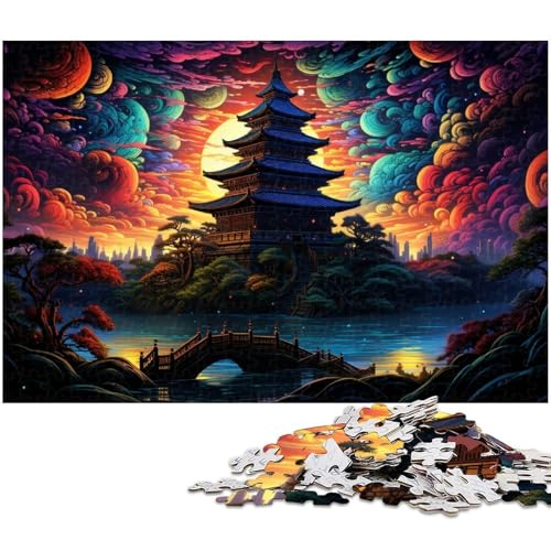 Puzzle für Erwachsene 1000 Teile Farbpagode Puzzles für Holzpuzzles pädagogisches Spielzeug zum Stressabbau 1000 Teile (75 x 50 cm) von zouxangzz