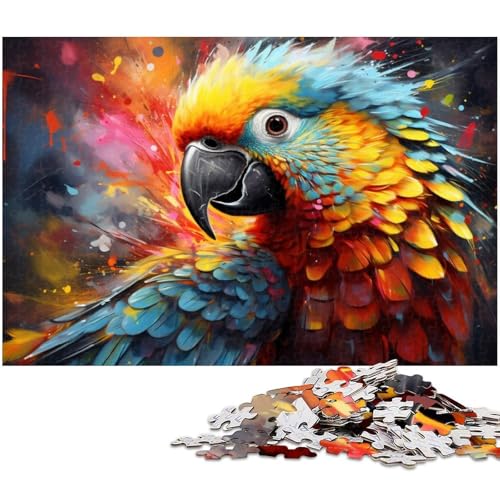 Puzzle für Erwachsene 1000 Teile Farbpapagei Malpuzzle für Papierpuzzles pädagogisches Spielzeug zum Stressabbau 1000 Teile (38 x 26 cm) von zouxangzz