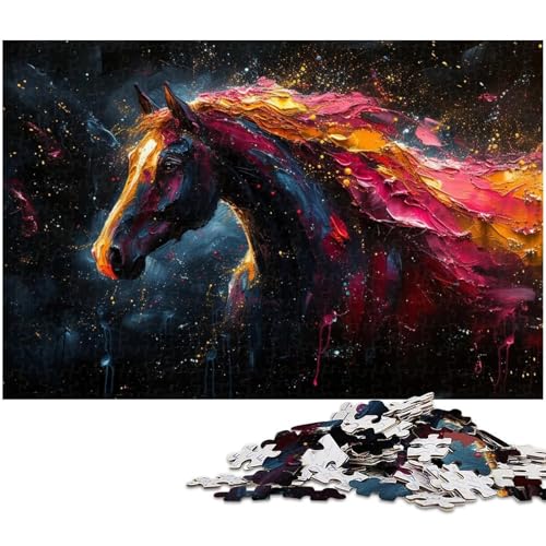 Puzzle für Erwachsene 1000 Teile Farbpferd anspruchsvolles Spiel Spielzeug Weihnachtspuzzle Geschenke (Größe 38 x 26 cm) von zouxangzz