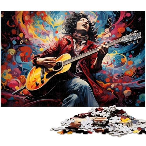 Puzzle für Erwachsene 1000 Teile Frau spielt Gitarre Das Puzzle mit passendem Poster und Quizblatt 1000 Teile (75 x 50 cm) von zouxangzz