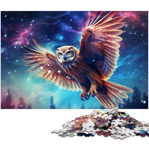 Puzzle für Erwachsene 1000 Teile Galaxie Eule anspruchsvolles Spiel Spielzeug Weihnachtspuzzle Geschenke (Größe 75 x 50 cm) von zouxangzz