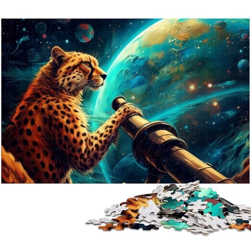 Puzzle für Erwachsene 1000 Teile Galaxie Leoparden Puzzle für Holzpuzzles pädagogisches Spielzeug zum Stressabbau (Größe 75 x 50 cm) von zouxangzz