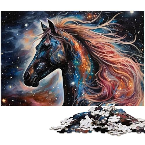 Puzzle für Erwachsene 1000 Teile Galaxien Pferde Puzzle für Erwachsene Holzpuzzle Heimdekoration (Größe 75 x 50 cm) von zouxangzz