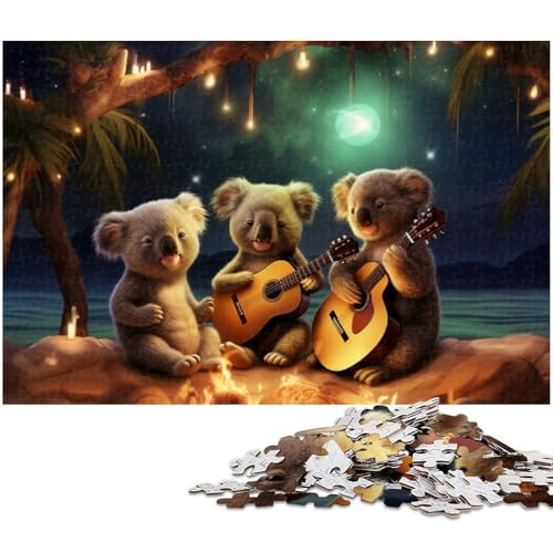 Puzzle für Erwachsene 1000 Teile Galaxy Koala Gitarre Herausforderndes Spiel Spielzeug Weihnachtspuzzle Geschenke (Größe 75x50cm) von zouxangzz