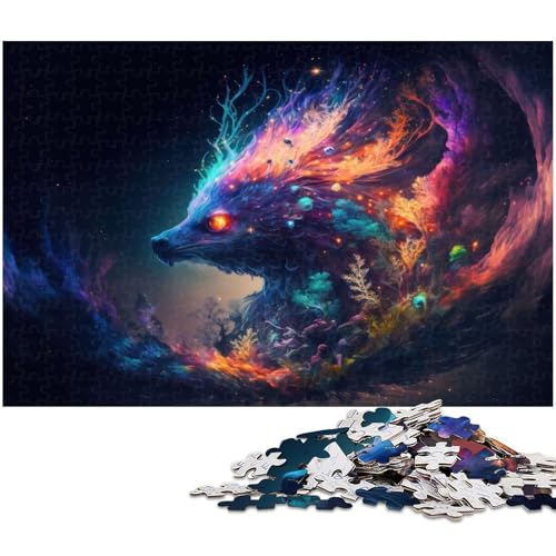 Puzzle für Erwachsene 1000 Teile Geistertiere Holzpuzzle Lernspielzeug Familienspiele (Größe 75 x 50 cm) von zouxangzz