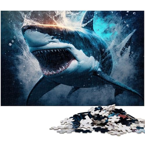 Puzzle für Erwachsene 1000 Teile Hai buntes Holzpuzzle – Lernspielzeug Familienspiele (Größe 75 x 50 cm) von zouxangzz