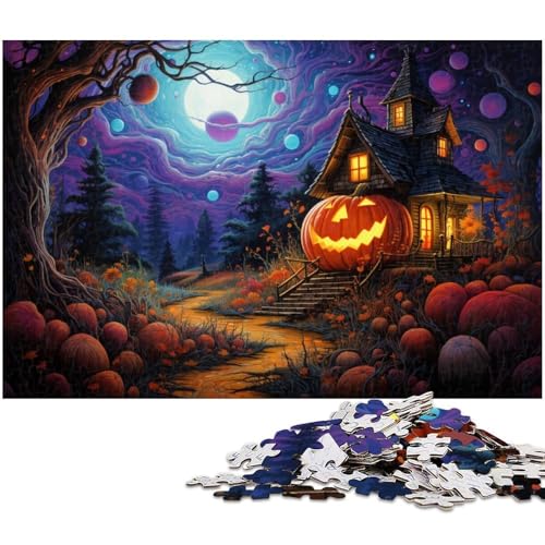 Puzzle für Erwachsene 1000 Teile Halloween Fantasie Kürbis Puzzles für Holzpuzzles pädagogisches Spielzeug zum Stressabbau 1000 Teile (75 x 50 cm) von zouxangzz