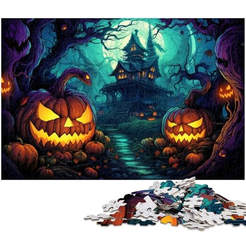 Puzzle für Erwachsene 1000 Teile Halloween Horror Nacht Puzzle für Erwachsene Holz Familienspiele Weihnachts und Geburtstagsgeschenke 1000 Teile (75 x 50 cm) von zouxangzz