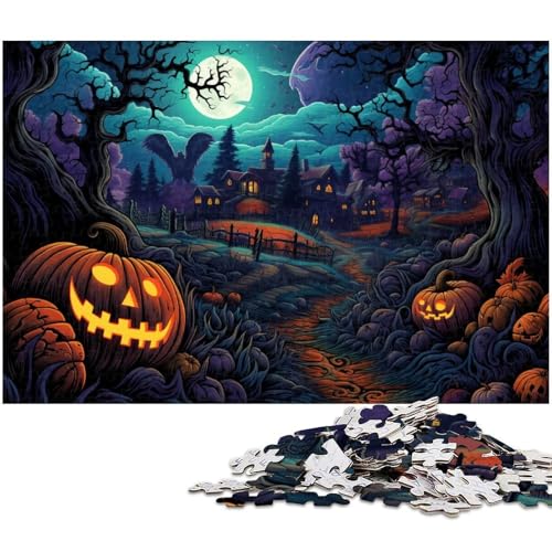 Puzzle für Erwachsene 1000 Teile Halloween Horror Nacht Puzzles für Holzpuzzles pädagogisches Spielzeug zum Stressabbau 1000 Teile (75 x 50 cm) von zouxangzz
