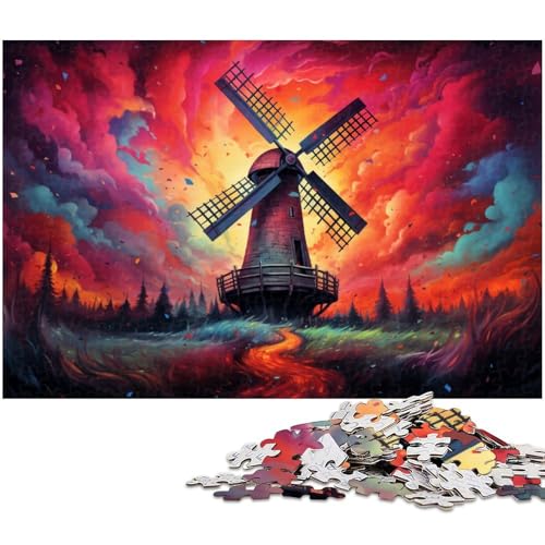 Puzzle für Erwachsene 1000 Teile Holländische Windmühle Puzzle für Erwachsene Holzpuzzle Heimdekoration 1000 Teile (75 x 50 cm) von zouxangzz