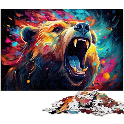 Puzzle für Erwachsene 1000 Teile Holzpuzzle „Wütender gewalttätiger Bär – Lernspielzeug für die ganze Familie 1000 Teile (75 x 50 cm) von zouxangzz