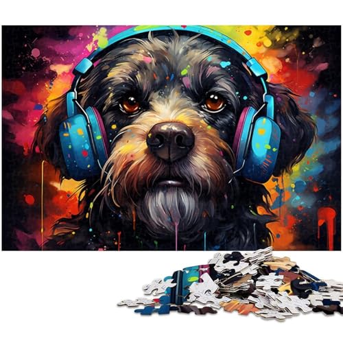 Puzzle für Erwachsene 1000 Teile Hund hört Musik Puzzle jedes Teil ist einzigartig – anspruchsvolles Familienspiel 1000 Teile (75 x 50 cm) von zouxangzz