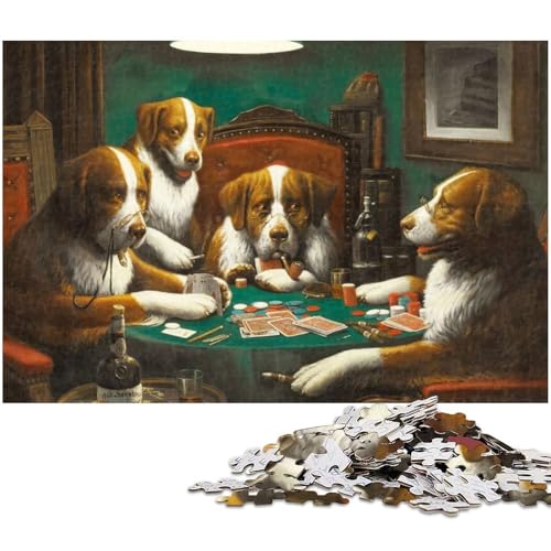 Puzzle für Erwachsene 1000 Teile Hunde Spielen Poker Puzzle für Erwachsene Holzspiele für die ganze Familie Weihnachts und Geburtstagsgeschenke (Größe 75 x 50 cm) von zouxangzz