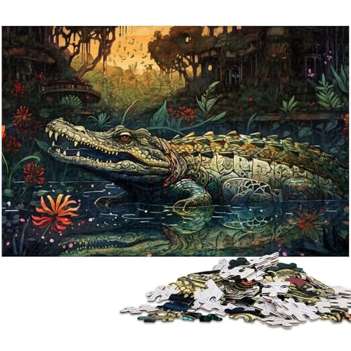 Puzzle für Erwachsene 1000 Teile Krokodil Puzzles für Papierpuzzles pädagogisches Spielzeug zum Stressabbau (Größe 38 x 26 cm) von zouxangzz