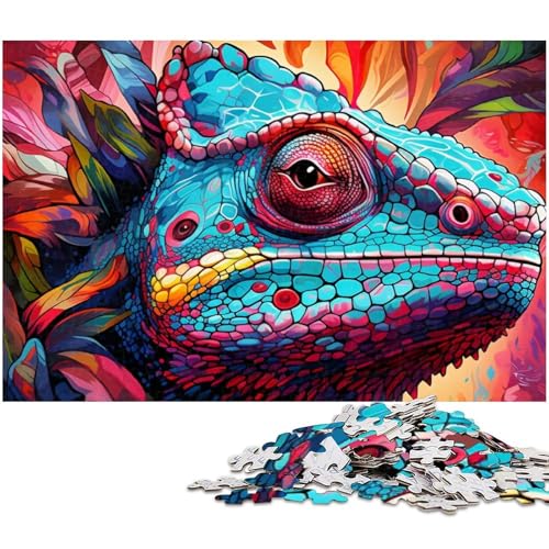 Puzzle für Erwachsene 1000 Teile Kunst Chamäleon Puzzles für Papierpuzzles pädagogisches Spielzeug zum Stressabbau (Größe 38 x 26 cm) von zouxangzz