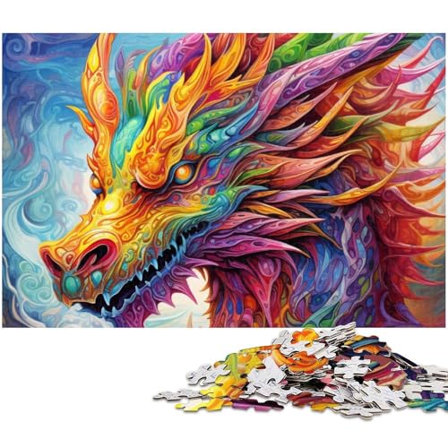 Puzzle für Erwachsene 1000 Teile Kunst Fliegende Drachen Puzzles für Holzpuzzles pädagogisches Spielzeug zum Stressabbau (Größe 75 x 50 cm) von zouxangzz