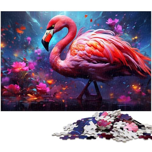 Puzzle für Erwachsene 1000 Teile Kunst Psychedelischer Flamingo anspruchsvolles Spiel Spielzeug Weihnachtspuzzle Geschenke (Größe 75 x 50 cm) von zouxangzz